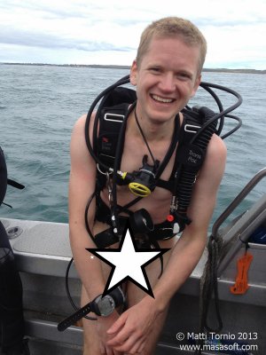 Preparing for my 300th dive, photo by Evan